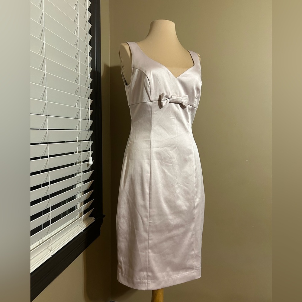 Review Pink Champagne Midi Dress with Bow Detail